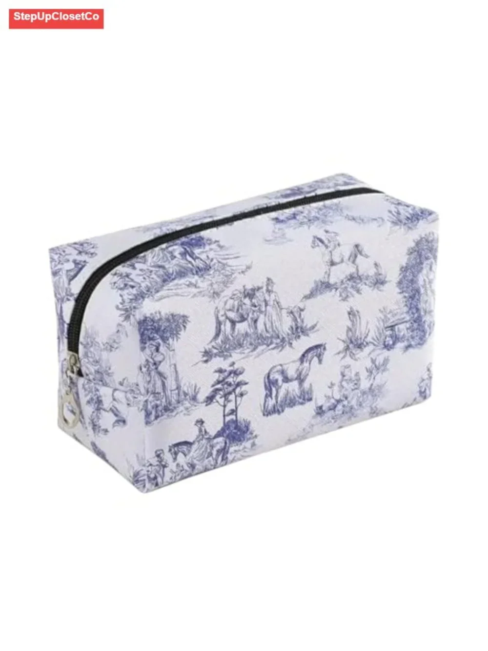 Chinoiserie Floral Makeup Bag - Durable Portable Travel Cosmetic Organizer with